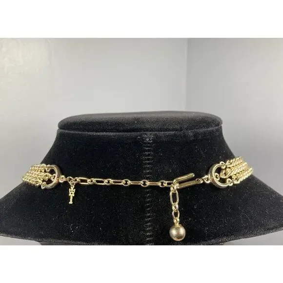 Crown Trifari Vintage Gold Tone 3 - Strand Chain Necklace 18” Signed - Picture 4 of 8